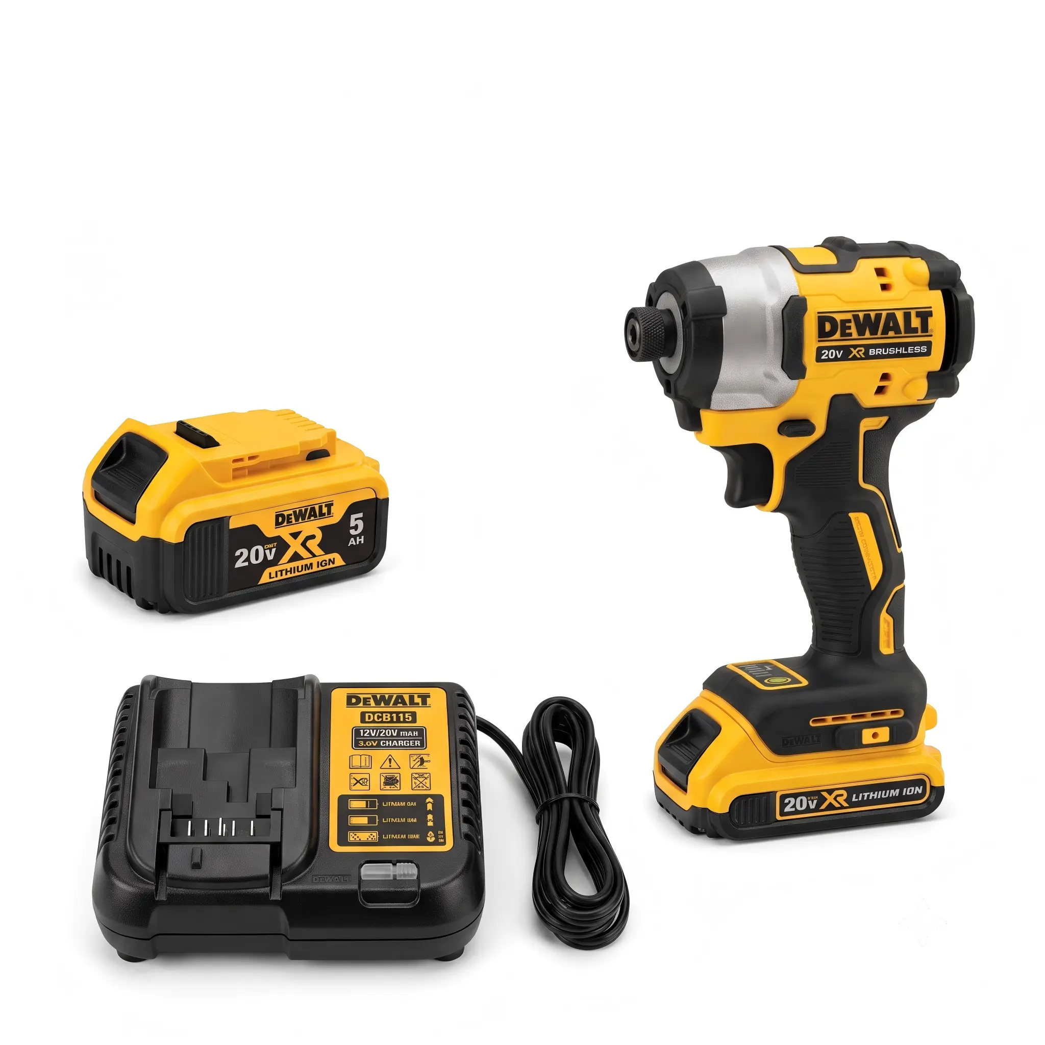 DEWALT DCF850 Cordless Impact Driver Kit with 6.0Ah M18 Lithium Battery, 1/2-Inch Square Drive Socket, Heavy-Duty Wall Mount, Portable Level, Beginner Cross Stitch Kit & Garage Pocket Straw for Construction & Assembly Tightening Tasks Serrated Smart max
