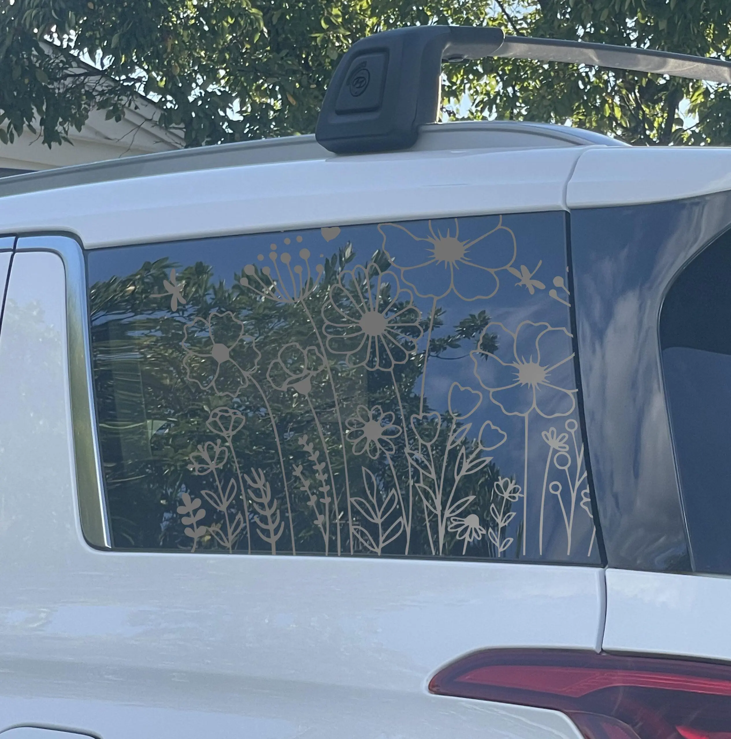 Wildflower Full Window Decal for Cars — Die Cut Oracal 651 Vinyl, Weatherproof Floral Car Window Sticker