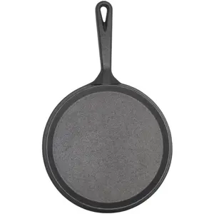 9.5in Preseasoned Cast Iron Comal for Tortillas, Arepas, Quesadillas, Heating & Searing, Flat Griddle