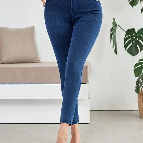 Women's High-Waisted Stretchy Soft Belt-Pocket 9-Point Skinny Fleece Bottoms, Slim-Fitting Lady's Thin Daily Cycling Joggers, Navy Blue Basic Sweatpants, Travel Essentials,outdoorfun