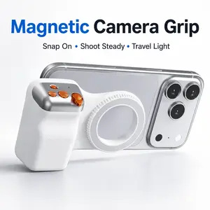 Magnetic Phone Grip with Remote Control, Wireless Shutter, Magnet Camera Handle for Outdoor Sports Soccer Season, Vlogging, Steady Shots for iPhone, Android, Samsung
