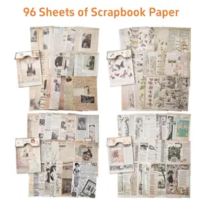 96 Sheets Retro Scrap Book Paper Set (4 packs) - Retro themed craft paper for garbage diaries, scrapbooks, and DIY paper projects