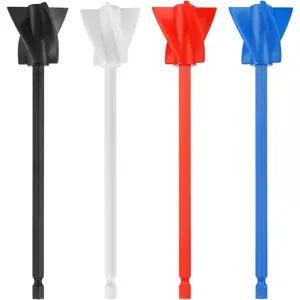 4pcs Reusable Resin Epoxy Paint Mixer Paddles Multipurpose Drill Attachment for Resin Paint Silicone Ceramic Glaze Mixing Black White Red Blue