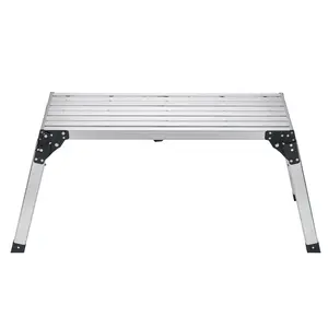 Spring new arrivals 330 lbs Work Platform, 23-34.5 inch Height Adjustable Folding Aluminum Drywall Ladder, Non-Slip Work Bench w/ Portable Handle, Heavy Duty for Washing Vehicles, Cleaning, Painting, Decorating