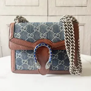 Pre-owned GUCCI FINAL SALE Shoulder Bags Denim GG Monogram Mini Dionysus Shoulder Bag