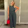 Plus Size Women's Plaid Print Tank Top & Wide-Leg Pants, Casual Two-Piece Set for Summer, Women's Checkered Lounge Set for Daily Wear, Fashion Loungewear Set, Casual Loungewear Outfit