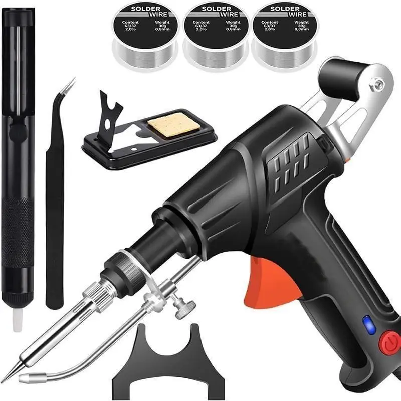 Soldering Iron Kit, 80W 110V LCD Digital Solder Iron Pen with Ceramic Heater, Portable Welding Tools with 5pcs Tips, Stand, Solders Wire, Sponge, Paste, for Metal,Electric Repairs, DIY