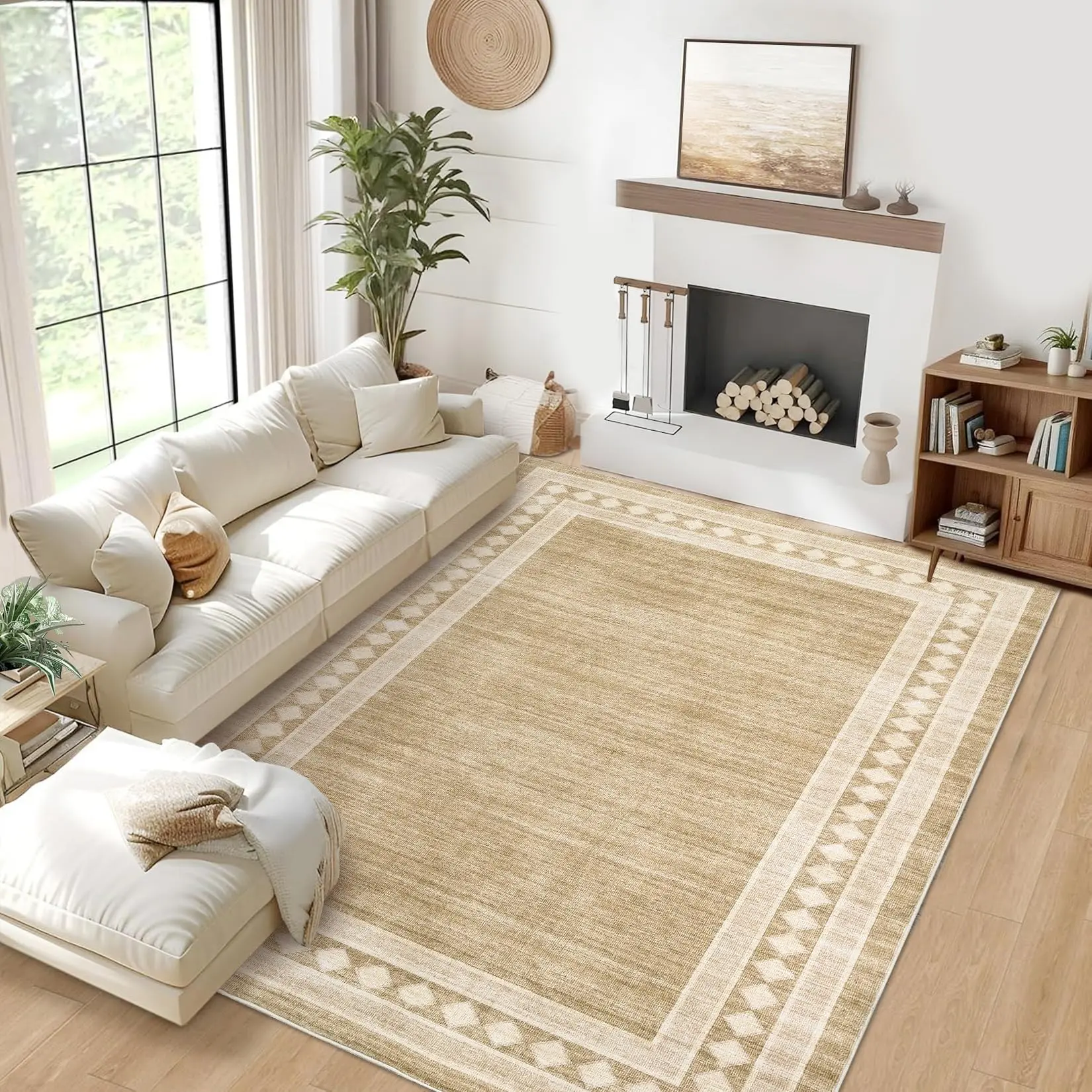 GARVEE Washable Area Rug 6x9 Rug for Living Room Boho Non Slip Throw Rugs Large Rugs for Bedroom Low Pile Non Shedding Stain Resistant Carpet for Dining Room Office Classroom, 6'x9'