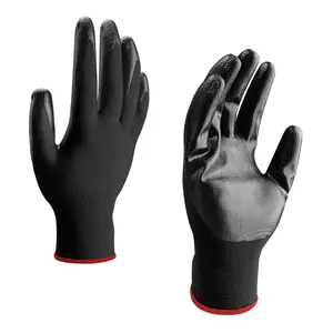 Thickened Nylon Coated Work Gloves (Black / 1 Pair) | Non-slip & Abrasion-Resistant, Ergonomic Fit | Extra-Thick Coating: Tear-Resistant & Puncture-Proof | Versatile Use: Handling, Maintenance, Construction, & Gardening