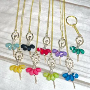 Ballerina Keychains - Fashion Accessory with Colorful Beads, Gold-Colored Chain, and Unique Design Elements