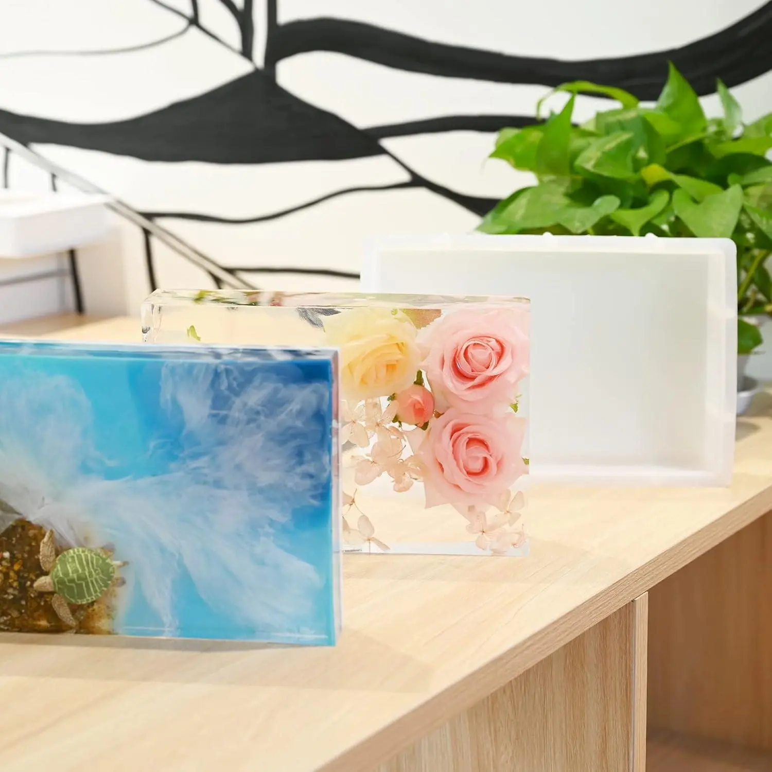 Sakolla 9″ Rectangular Silicone Molds for Epoxy Resin, Crystal Deep Casting Epoxy Mold for Flowers Preservation, DIY Artwork, Office Home Decoration Sakolla 9″ Rectangular Silicone Molds for Epoxy Resin, Crystal Deep Casting Epoxy Mold for Flowers Preservation, DIY Artwork, Office Home Decoration