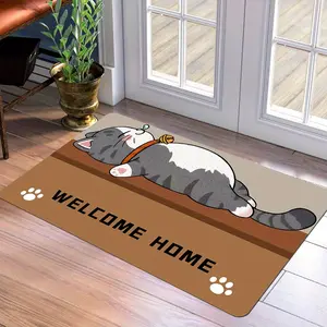 Cute Cartoon Cat Lying Down Sleeping Design Door Mat Increases Warm Family Atmosphere. Entrance Carpet Mat Decoration Is Soft, Comfortable and Practical. Floor Mat Is Suitable for Home Decoration in Indoor Living Rooms, Bedrooms and Bedrooms