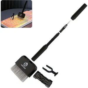 9-in-1 Keyboard and Electronics Cleaning Kit, Portable Set with Extension Rod, Large Brush, Cloth, Earbud Cleaner Pen & Keycap Puller for Computer, Phone, Screen (Black)