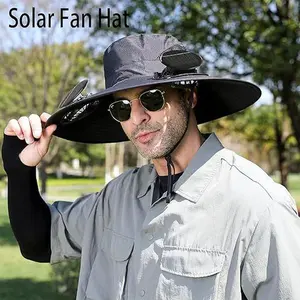 Hat with Fans Solar Power, Solar Fan Hat for Men Women, 2 Solar Fan Sun & USB Charging Sombrero Con Ventilador Solar