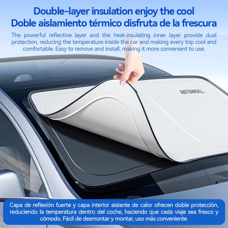 Universal Double-Layer UV-Blocking Car Sunshade – Portable & Foldable, Perfect for Sedans, SUVs, and MPVs,Off-white,Please specify the vehicle model, size, and color in the order notes.