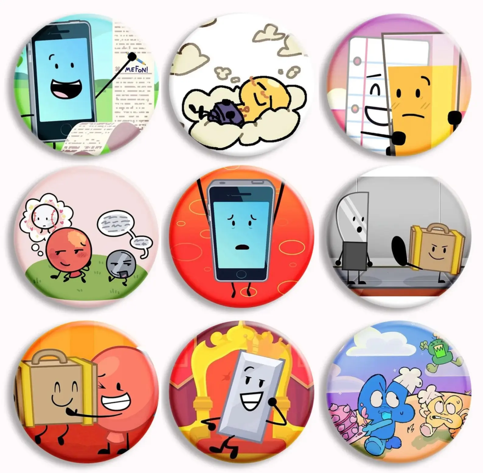 BFDI Pins, Inanimate Insanity BFDI Buttons, Memes Button Pin Suitcase ...