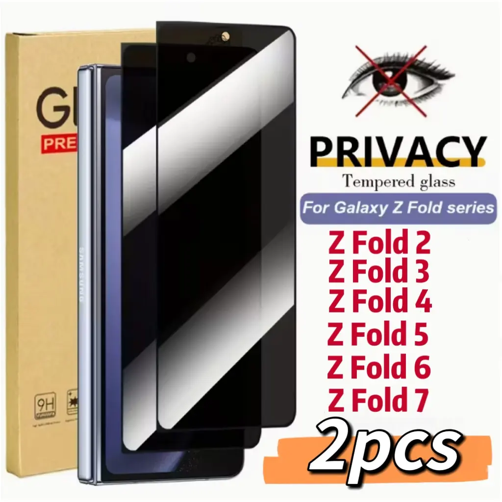 2pcs Privacy Tempered Protective Screen Protector Film for Samsung Galaxy Z Flip/z Fold Series Cellphone Smartphone, Anti-Scratch, Fingerprint Resistant, Easy Install, High Quality, Protection, Accessories