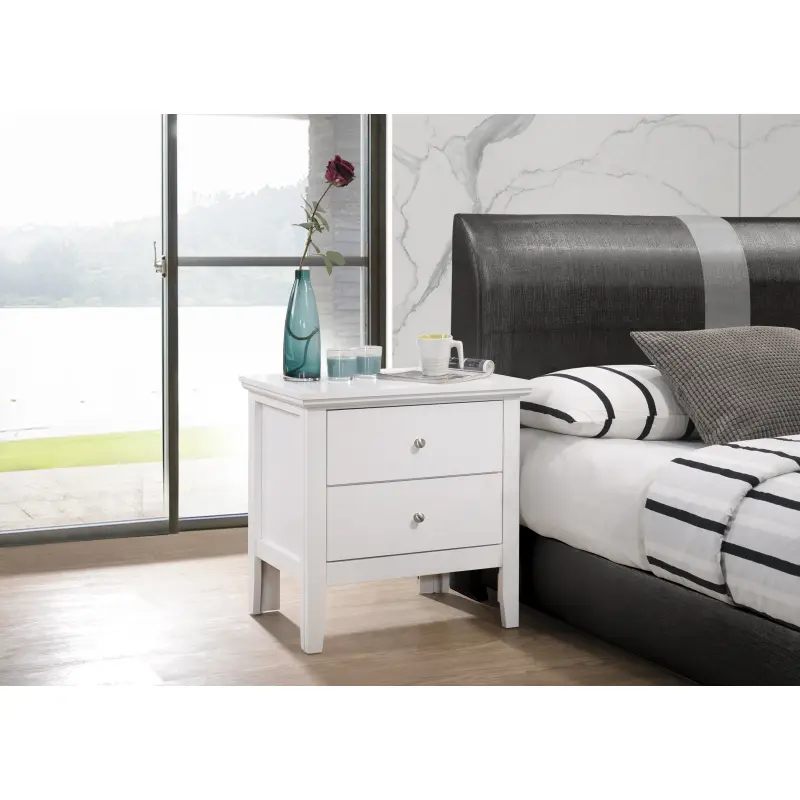 Elegant White Transitional Nightstand