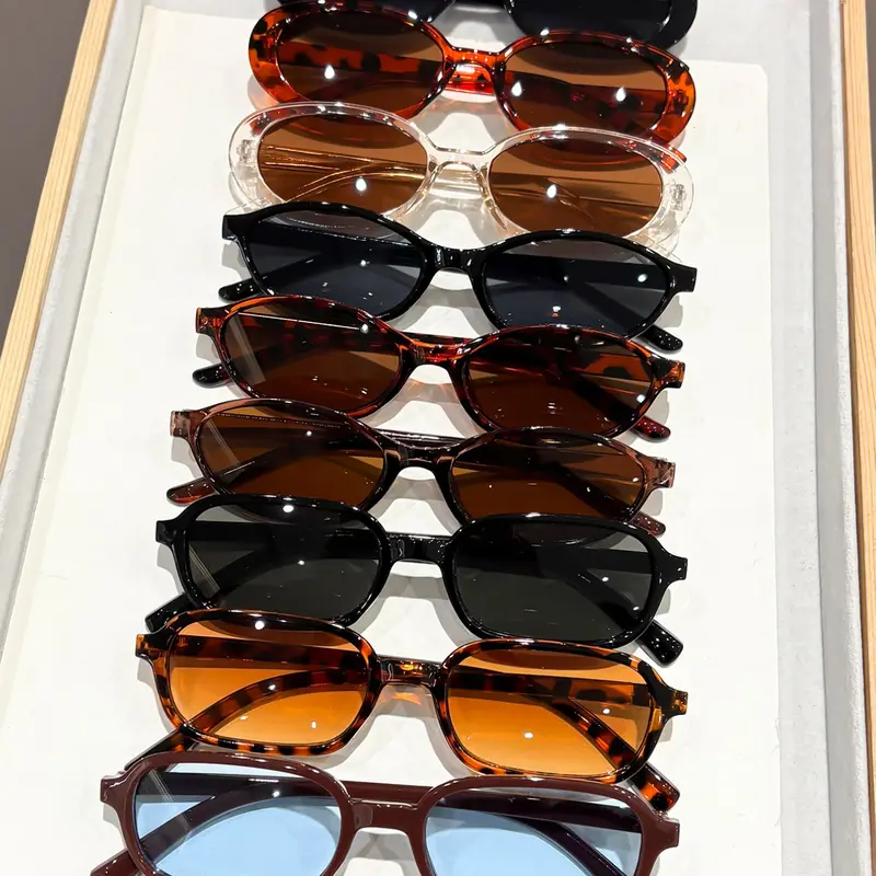 Elegant Classic Women's Trendy Leopard Pattern Plastic Sunglasses Set, 9 Pairs, Perfect for Driving, Shopping and Casual Wear