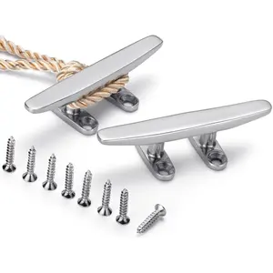 Open Base Boat Cleat Dock Cleat, All 316 Stainless Steel Boat Mooring Accessories, Free Installation Screws Included, Available in 4/5/6/8 Inch