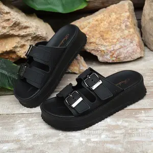 2026 New Arrival Ladies Chunky Sole Slides, Stylish Double Strap Sandals, Soft Memory Foam Insole, All Match Outdoor Vacation Home Beach Slippers shoes Anti-Slip Waterproof outdoorfun