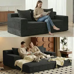 Winzoo 79" Cordurov Folding Sofa BedsOversize Convertible Futon Sofa Bed.Compression Boneless Floor Couch Sofas Be Living Room BedroomCompression Boneless Floor Couch Sofas living room bedroom lounge studio Loveseat boneless sectional couch