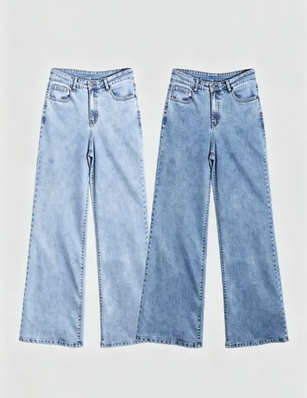 Women's 2-Pack High-Rise Straight Leg Slimming Light Wash Denim Jeans - Everyday Streetwear Bottoms