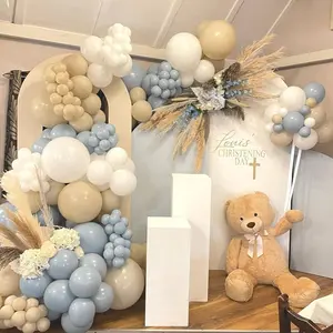 Dusty Blue Balloon Garland Arch Kit with Dusty Blue Balloons Sand White Balloons White Balloons for Boy Girl Bear Baby Shower Birthday Gender Reveal Bridal Wedding Party Decorations Set