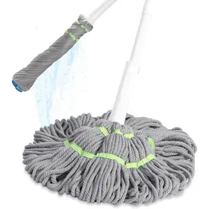 Self Wringing Mop for Floor Cleaning, Long Handled Twist Mop with Scouring Pad Suitable for Kitchen Hardwood Vinyl Tile Laminate, Ideal for Home Office Cleaning