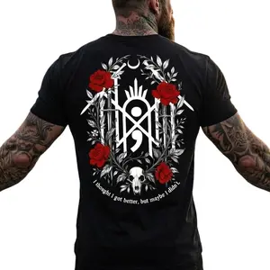 Vintage Sleep Tokens Flowers Red Back Shirt Menswear Organic Cotton Crewneck Short Sleeve Top Universal Fit Machine Washable All Seasons Clothes - Casual