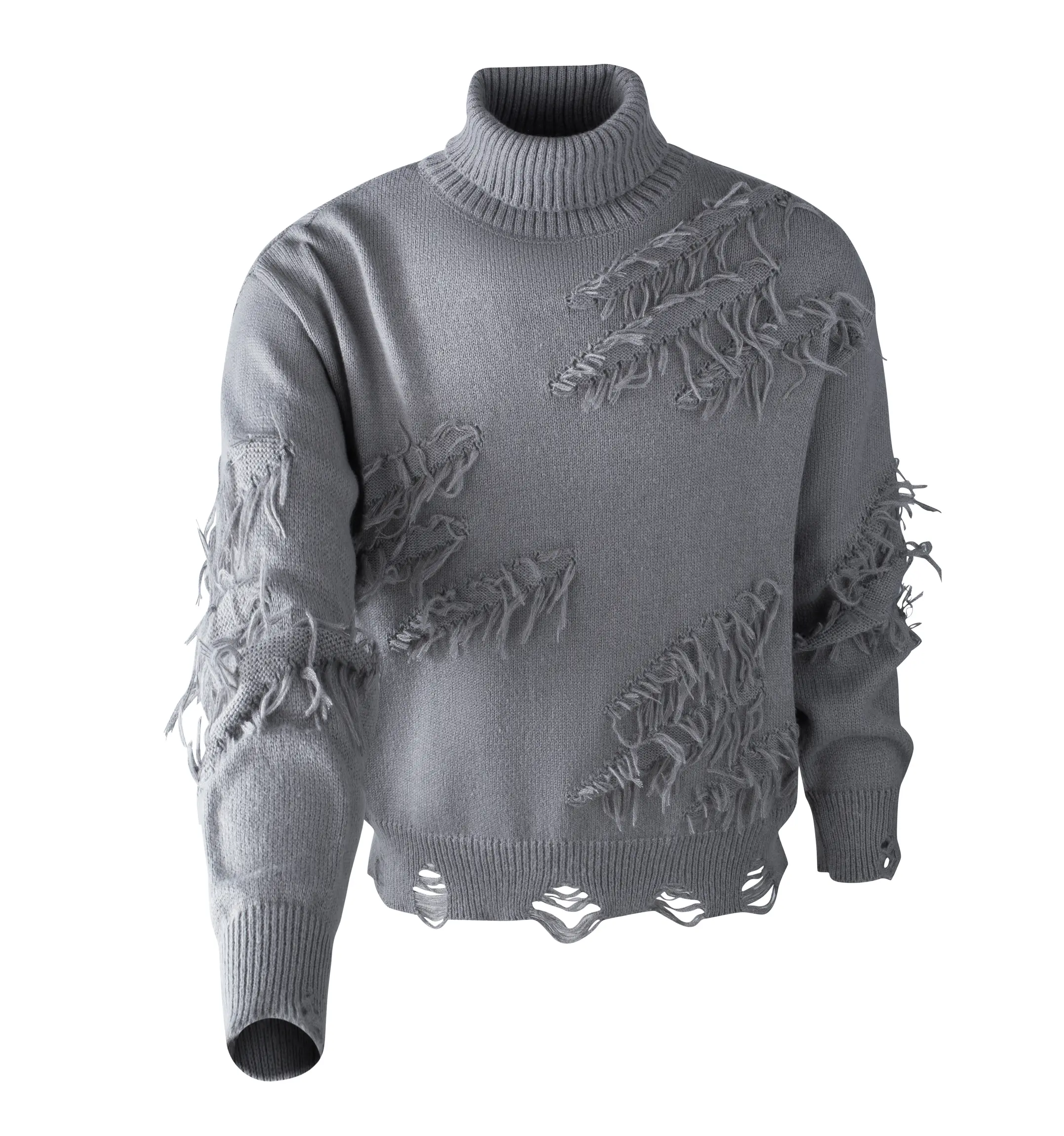 Men's Retro Mock Neck Fitted Plain Polyester Knit Sweater - Soft Long Sleeve Casual Streetwear Top, Knitwear
