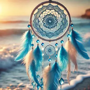 1pcs 5D DIY diamond painting kit, 5D diamond art kit, DIY decoration, dreamcatcher, feathers, beach diamond painting kit full round drill DIY, mosaic, diamond art, DIY art home decoration, suitable for Halloween and Christmas.