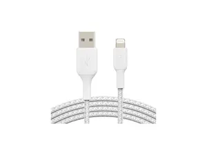 BELKIN CAA002bt2MWH White Braided Lightning to USB Cable, MFi-Certified iPhone Charging Cord