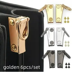 Metal Side Clip Bag Buckle Set, 6 Pieces, Detachable Handbag Connector Clips with D Ring, Suitable for Shoulder Bags, DIY Projects
