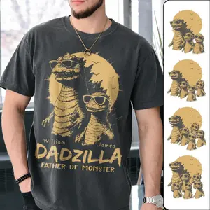[SALE UP TO 55%] Custom Name Dadzilla Father Of Monster T-Shirt, Personalized Godzilla Dad Shirt, Father’s Day Gift