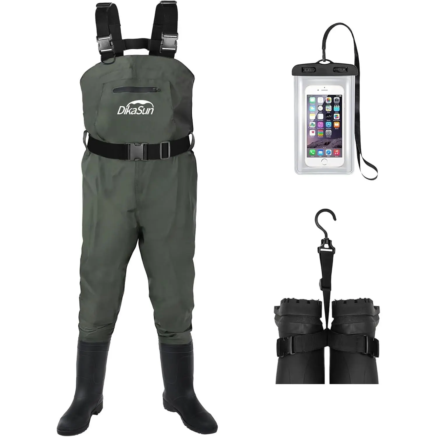 Unisex Fishing Waders with M12 Bootfoot, Waterproof 2-Ply Nylon/Polyvinyl Chloride (PVC) Chest Waders for Fishing & Hunting, Outdoor Use, Boot Sizes 4-13