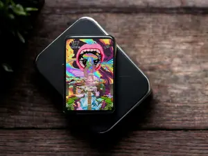 Custom Refillable Lighter, UV Printed Flip Top Lighter, Lets Get Weird Lighter, Trippy Lighter Series, Smokers Accessory, Collectible Art