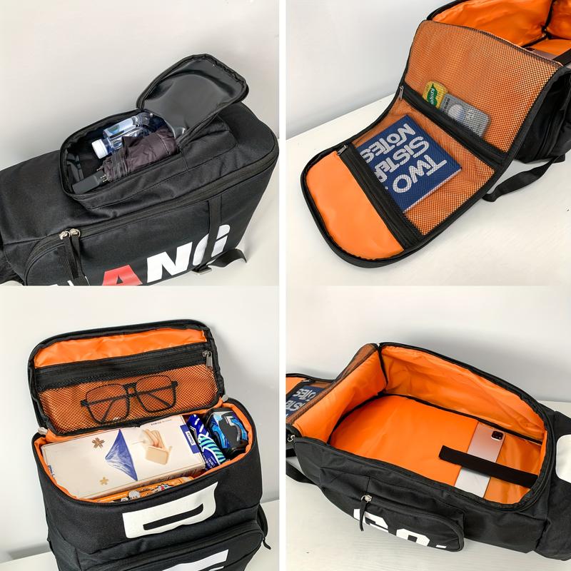 Gift Large Capacity Foldable Backpack Black Green Travel Bag For Men Women  - Adjustable Strap, Laptop Compartment, Trolley Sleeve, Water-Resistant Nylon Material, Street Style for School Outdoor Travel, Vacation, and Going Out - Hand Wash Only