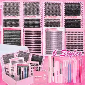 6 Styles Mega/ultra/ Dramatic/Volume/ Lash Clusters Kit, Waterproof Lashes Clusters Extensions, DIY Eyelash Extensions for Beginners & Pros, Easy DIY at Home, Soft Comfortable Easy Apply Natural Look for Daily Makeup