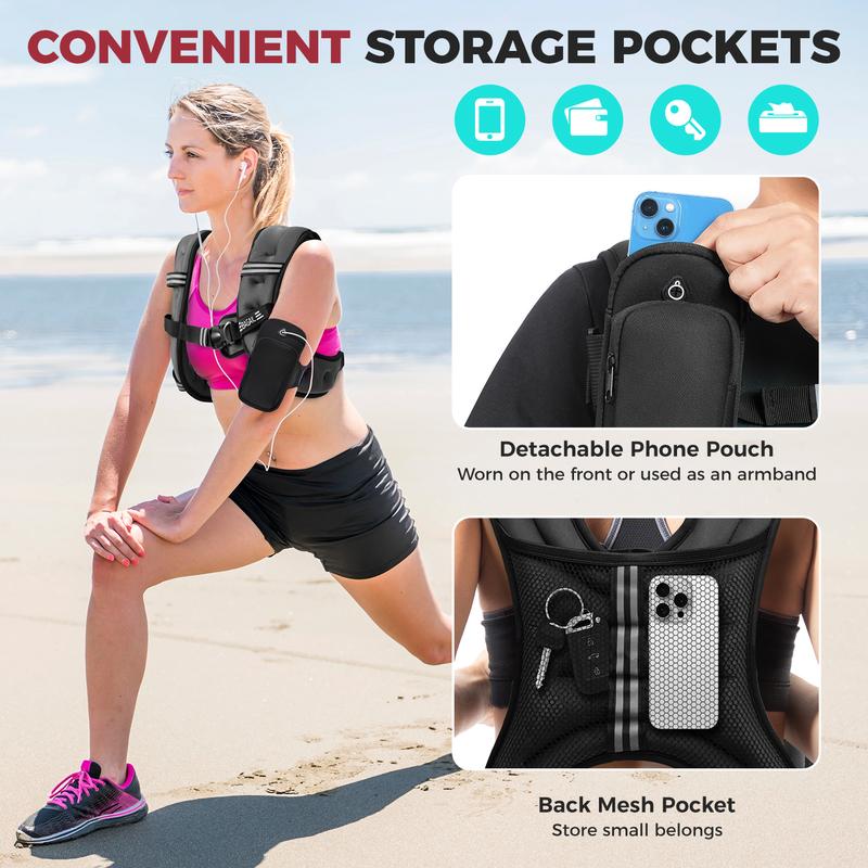 【JumpstartSale】BAGAIL Weighted Vest, 5lbs/8lbs/10lbs/12lbs/15lbs/20lbs/25lbs/30lbs Weight Vest with Detachable Phone Pouch, Rucking Vest for Women, Men, Walking, Training, Running 【JumpstartSale】BAGAIL Weighted Vest, 5lbs/8lbs/10lbs/12lbs/15lbs/20lbs/25lbs/30lbs Weight Vest with Detachable Phone Pouch, Rucking Vest for Women, Men, Walking, Training, Running