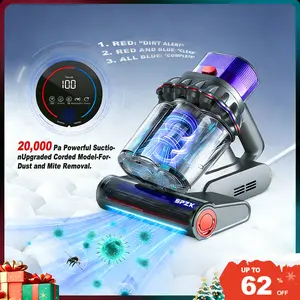SPZTJK Mattress Vacuum Cleaner for Dust Mites Removal, Bed Vacuum with UV-C Light & 149℉ Hot Air & Aroma Tablet & LED Display, Hyper Helix Motor&20Kpa Powerful Suction Double-Cup Handheld Vacuum Cleaner With HEPA Filter for Bed Couch Sofa