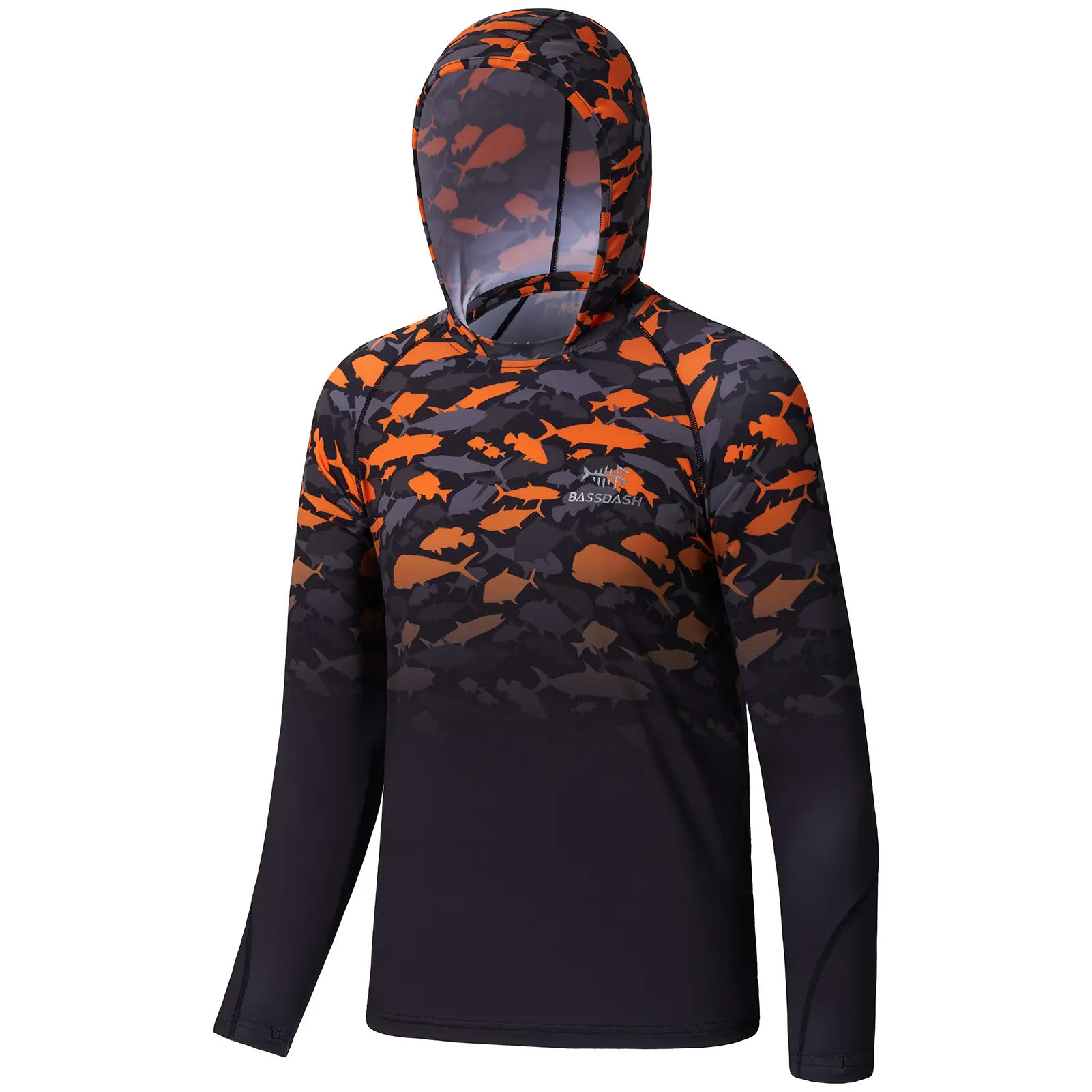 BASSDASH Youth UPF50+ Performance T Shirt with Hood Long Sleeve Fishing Hiking Sun Shirt FS03Y