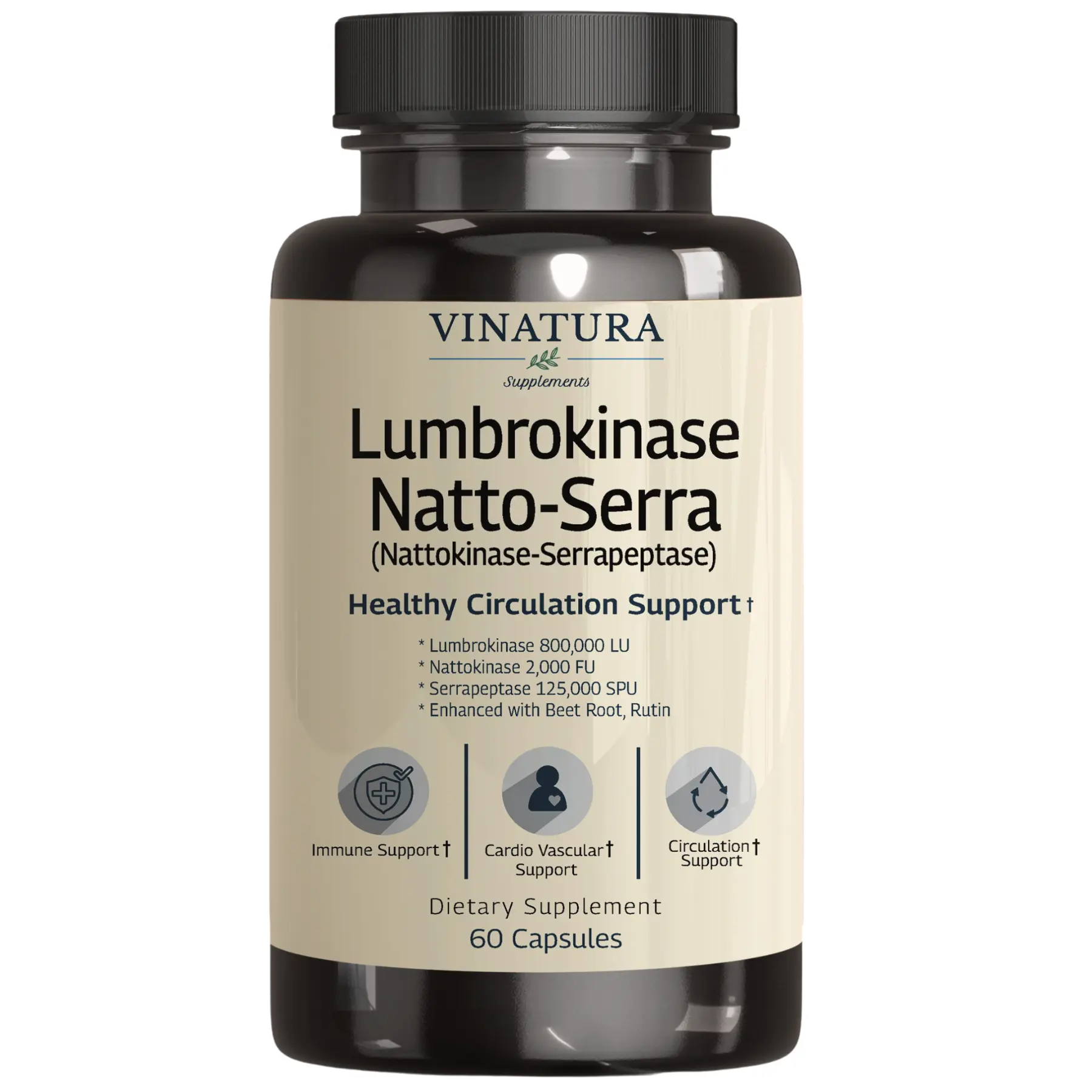 VINATURA Lumbrokinase, Nattokinase 2000FU & Serrapeptase - Circulation Supplements of Nattokinase Serrapeptase (Natto-Serra), lumbrokinase Healthcare Vitamin