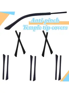 3pairsTemple tips with a flat opening and square holes; temple tips for sunglasses; anti-pinch ear tips; unisex eyewear accessories; frame covers; non-slip ear tips; tubular sleeves suitable for rectangular, slim temples