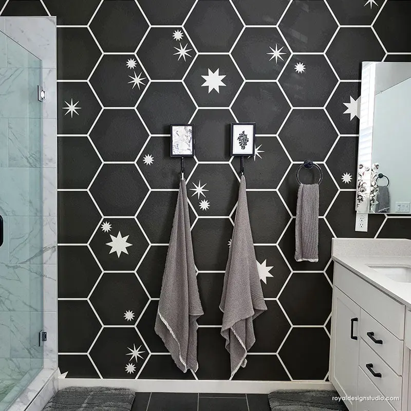 Upscaled Hexagon Tiles Stencil