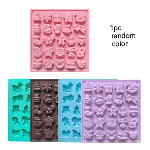 1/3/5pcs Christmas Silicone Chocolate Mold, Random Color, Reusable Chocolate Mold, 25-Hole 3D Candy Mold, Ideal for Gummies, Pudding, Cookies, Cake Decoration Baking Tools