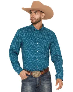Wrangler Men's X Cody Johnson Men'S Paisley Print Long Sleeve Button-Down - 112368040