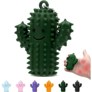 Little Ouchies Pain Fidget, Silicone Cactus Pain Stim Tool Fidget Toy for Adults, Pain Stimming Fidget, Spiky Grippie Stim Keychain for Hard Spiky Sensory Toys Anxiety Relief Fun Gifts, GreenCDBF