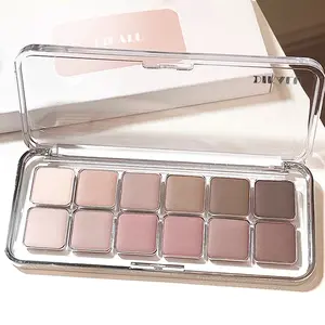 12-Color Matte Eyeshadow Palette, Matte Eyeshadow Makeup Product, Highly Pigmented Shades Blendable Eyeshadow Powder for Summer Makeup