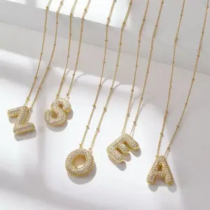 Bubble Letter Initial Necklace A–Z, Balloon Alphabet Pendant Necklace with Cubic Zirconia, Iced-Out Puffy Letter Necklace — Trendy Jewelry Gift bracelet men money accessories men's birthday gifts for gf italian bracelets dad to daughter necklace gift name